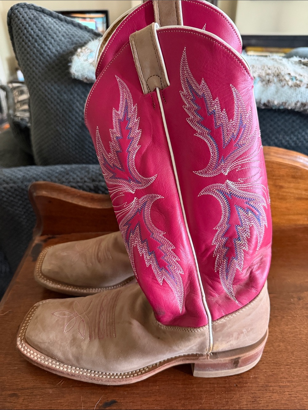 Justin Boots Pink and Tan Women's Western Heeled Boots